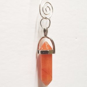 Unique Orange Jade Healing Crystal Charm or Home Decor Hanger